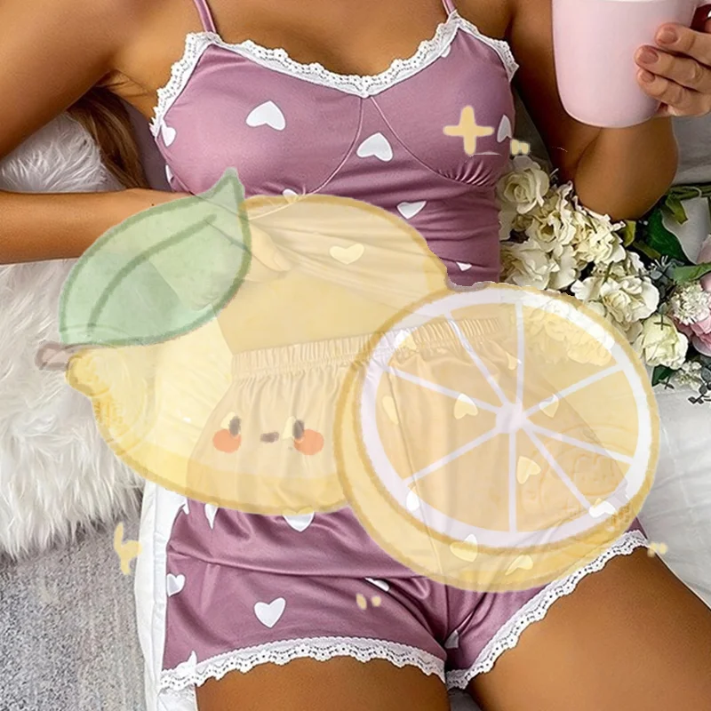 

New Casual And Sexy Summer Lace Camisole Shorts Set Sleepwear Women S Home Wear