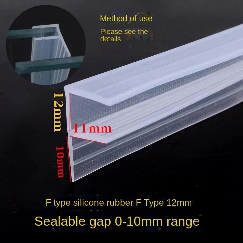 Glasdichtungsstreifen H/F/U-Form Silikon-Duschabschirmdichtung Schiebestreifen Gummi für 6–12 mm Tür, Fenster, Badezimmer, Glas, 2,5/5 m