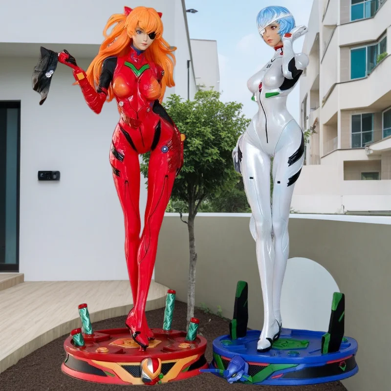 46cm NEON GENESIS EVANGELION Asuka Langley Soryu Ayanami Rei figure Model Toy PVC Tight Leather Jacket Figure Statue Dolls