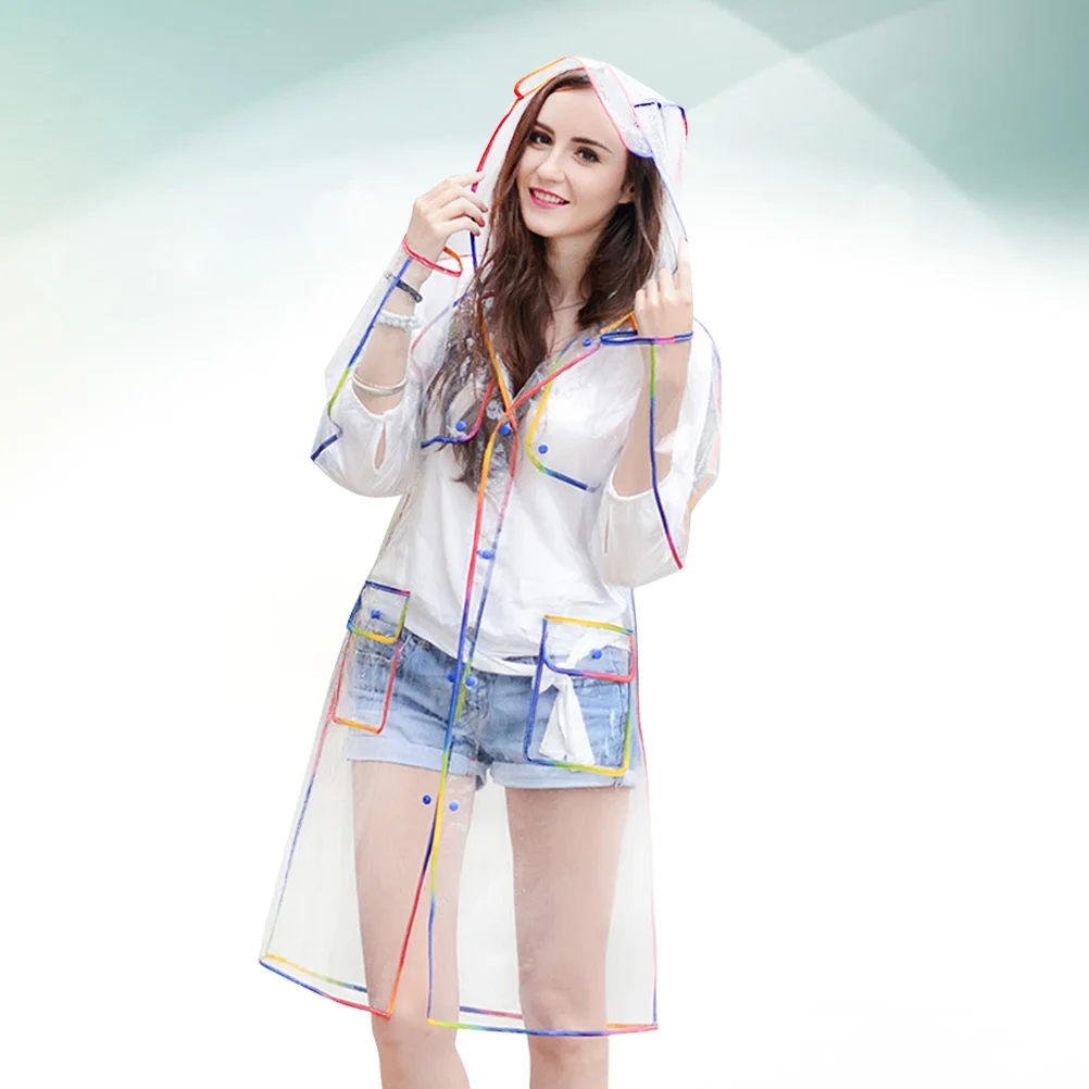 

Colorful Raincoats Ponchos for Adults Reusable Hemming Women Clothes Travel Hiking