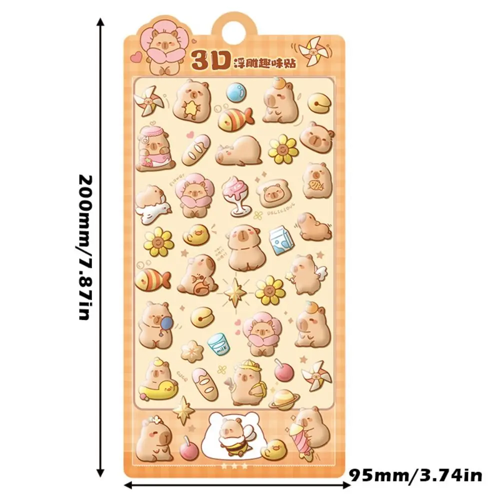 4pcs/Set Capybara 3D Drop Relief Sticker DIY Scrapbooking Journaling Stationery Diary Decor DIY Decor Stickers Crystal Stickers