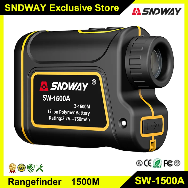 

SNDWAY 600M 1000M 1500M Golf Rangefinder with Angle measurement Distance Meter Professional Angle High Speed Continuous Measure