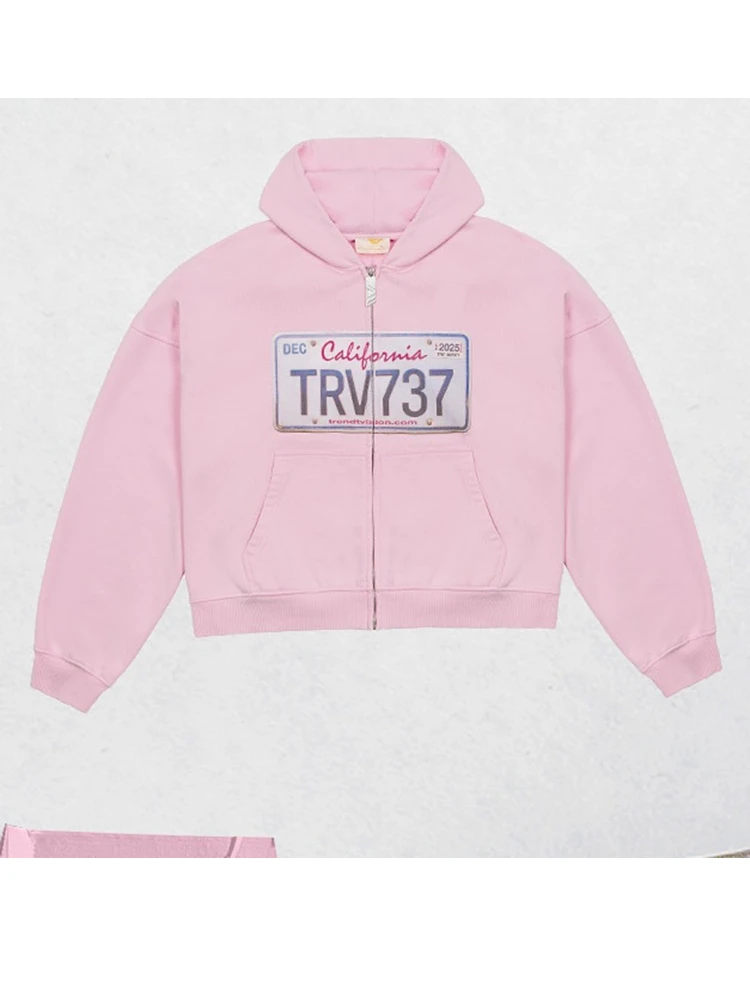 Retro Y2K vintage gradient hooded sweatshirt, unisex color zipper hooded sweatshirt, personalized customized license plate desig