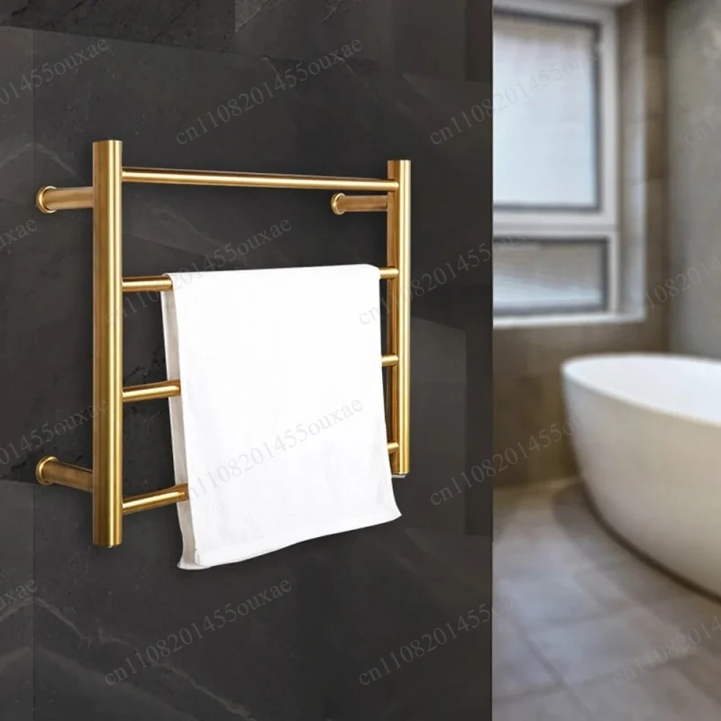 Gold 304 Stainless Steel 4-Bar Electric Towel Warmer Bathroom Drying Rack