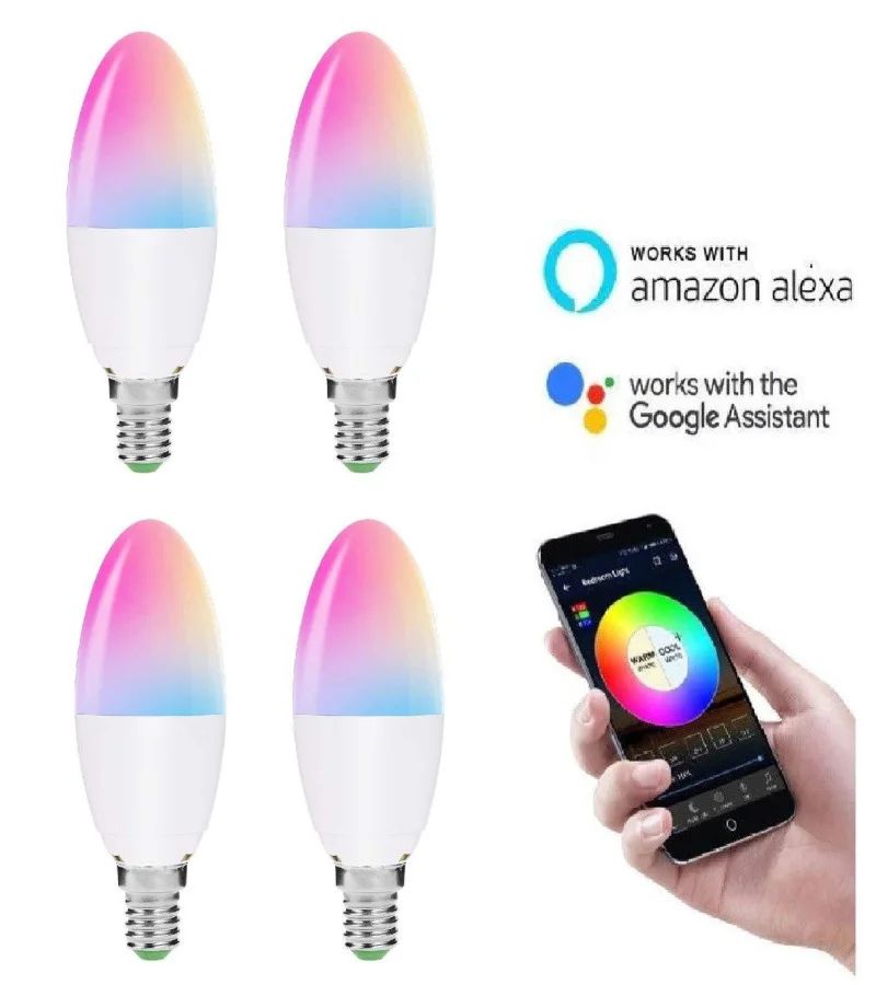 

New Wifi Smart home LED light bulb 6W dimmable light E27/E14/E10/B22 Compatible with Alexa Google Home control by smart life APP