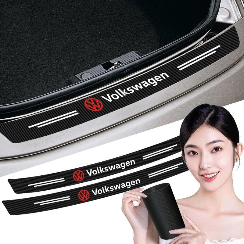 Carbon Fiber Car Rear Bumper Trunk Guard Protected Sticker For Volkswagen MK6 MK5 MK4 MK7 Golf-4 5 6 7 Passat Ibiza Leon FR 2