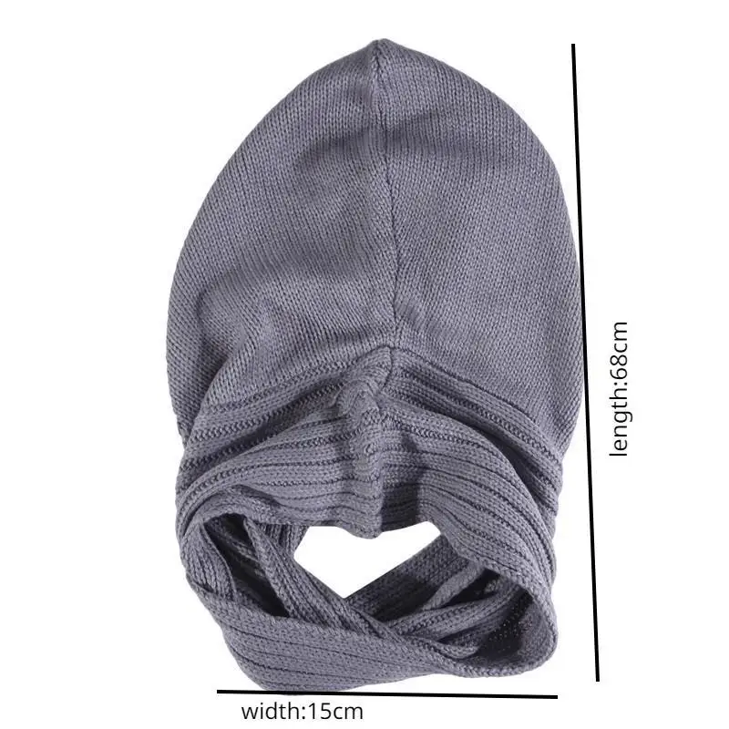 Fashion Hooded Scarf Women\'s Pure Color Cap Scarf Knitted Trend Scarf Beanie Hats for Women