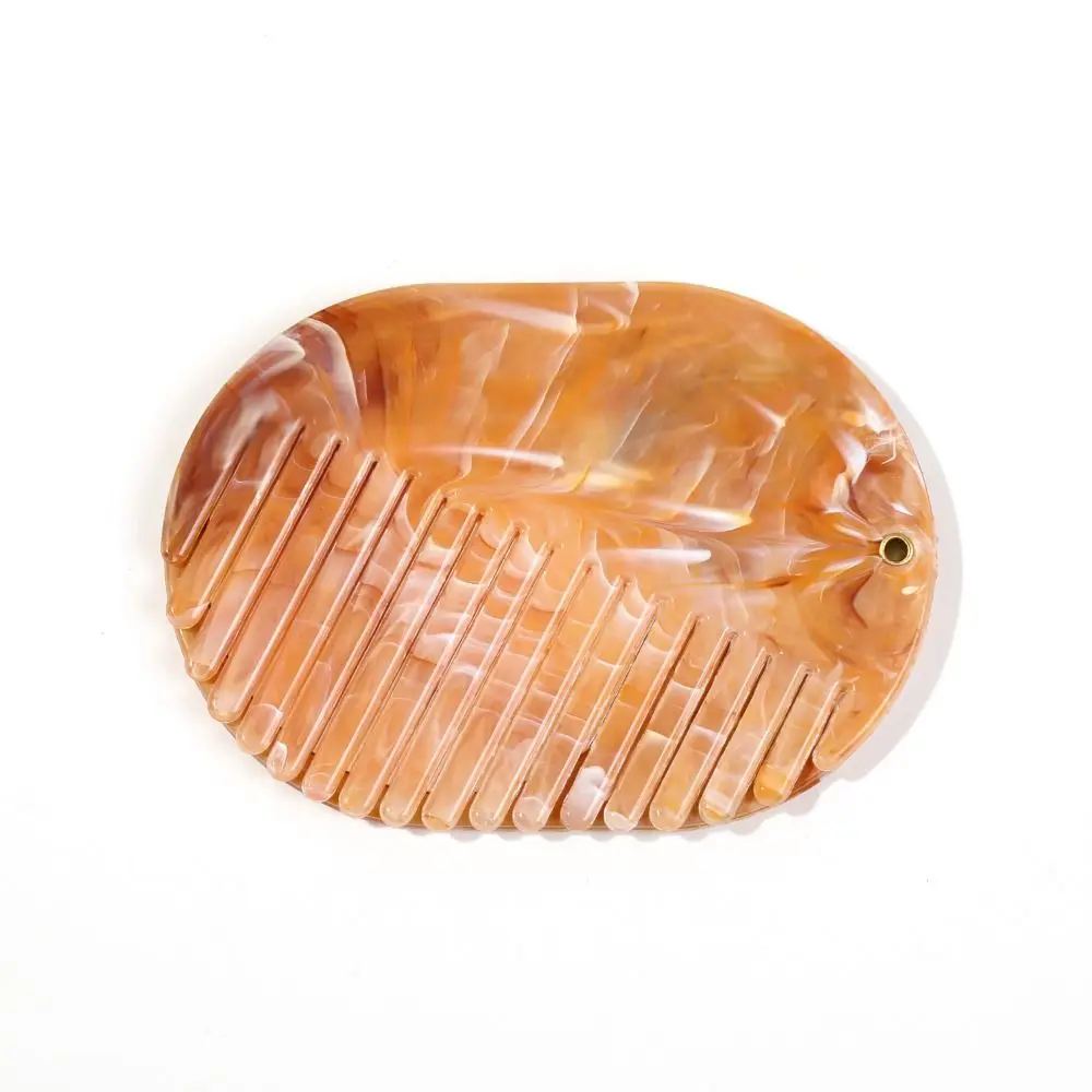 Portable Marble Print Hair Comb Acrylic Multifunctional Makeup Mirror Foldable Detangling Mirror Comb 2 in 1 Hair Accessories