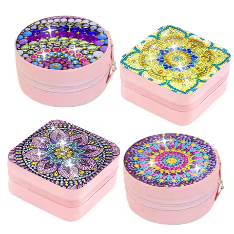 1pc/Set Mandala Diamond Painting Jewelry Box Small Diamond Art Jewelry Organizer Portable Diamond Art Painting Kits Jewelry Box