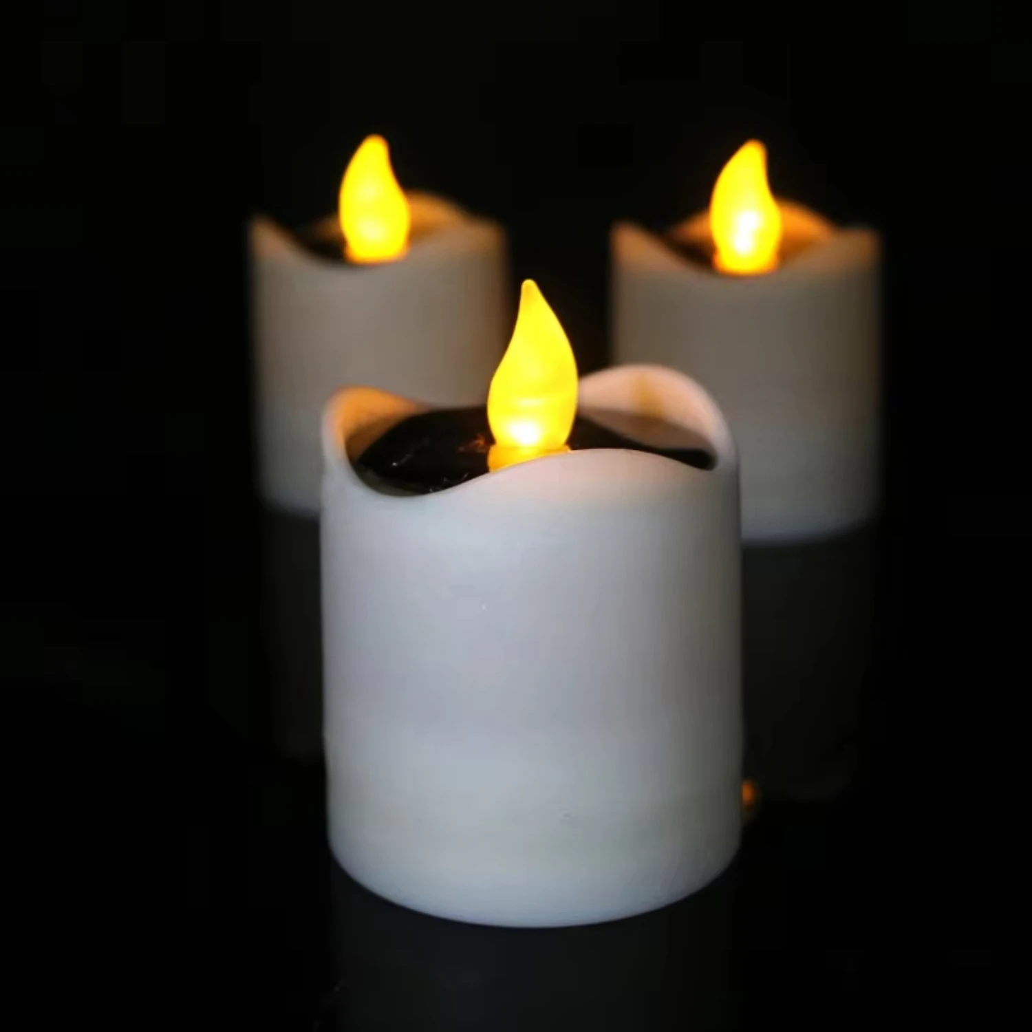 Solar Powered  Candle Light Yellow Flicker Tea Lamp Festival Wedding Romantic Decor Beeswax candles Candle vanilla Candle wax - Product Main Image