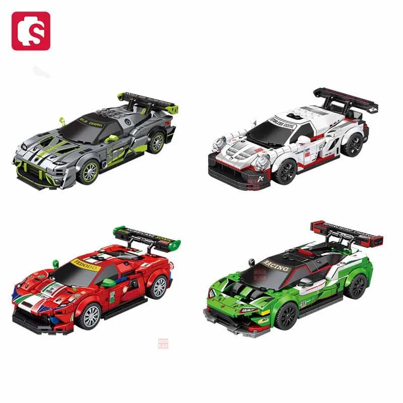 SEMBO Cool Fission Sports Car Building Blocks Kits MOC Famous Car Model Racing Vehicle Assembly Bricks Ornaments Toys Boys Gifts