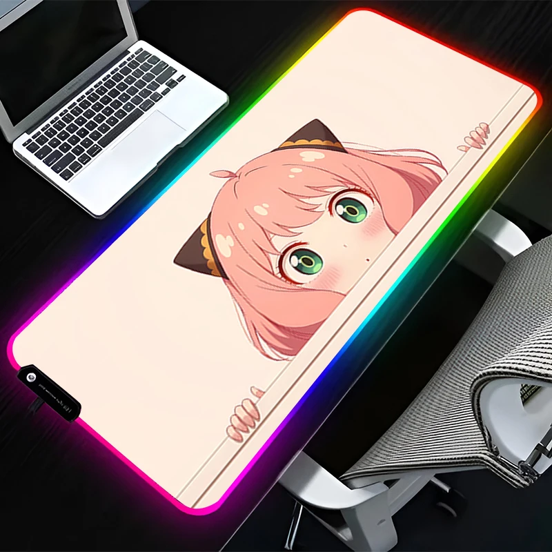 

RGB светодиодный коврик для мыши HD резиновый коврик для мыши удлиненный коврик аксессуары для ПК настольный коврик нескользящие игровые коврики офисный S-spy×Family коврик для клавиатуры