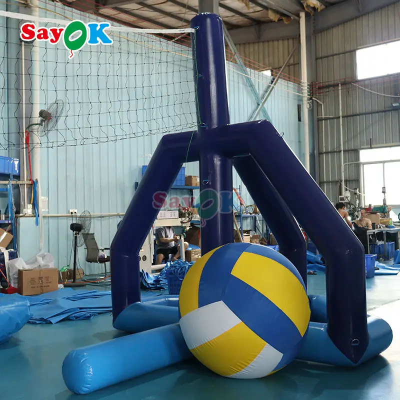 Sayok poste de voleibol inflable de PVC 3mH, soporte de voleibol de tiro inflable con juego de pelota de red para deportes de juego de playa