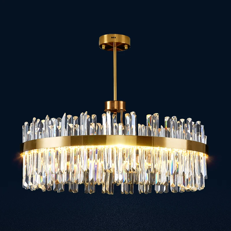 Modern Gold Luxury Chandelier LED Stainless Steel Hanging Lamp Crystal Droplight For Parlor Bedroom Kitchen Hotel Entrance Hall