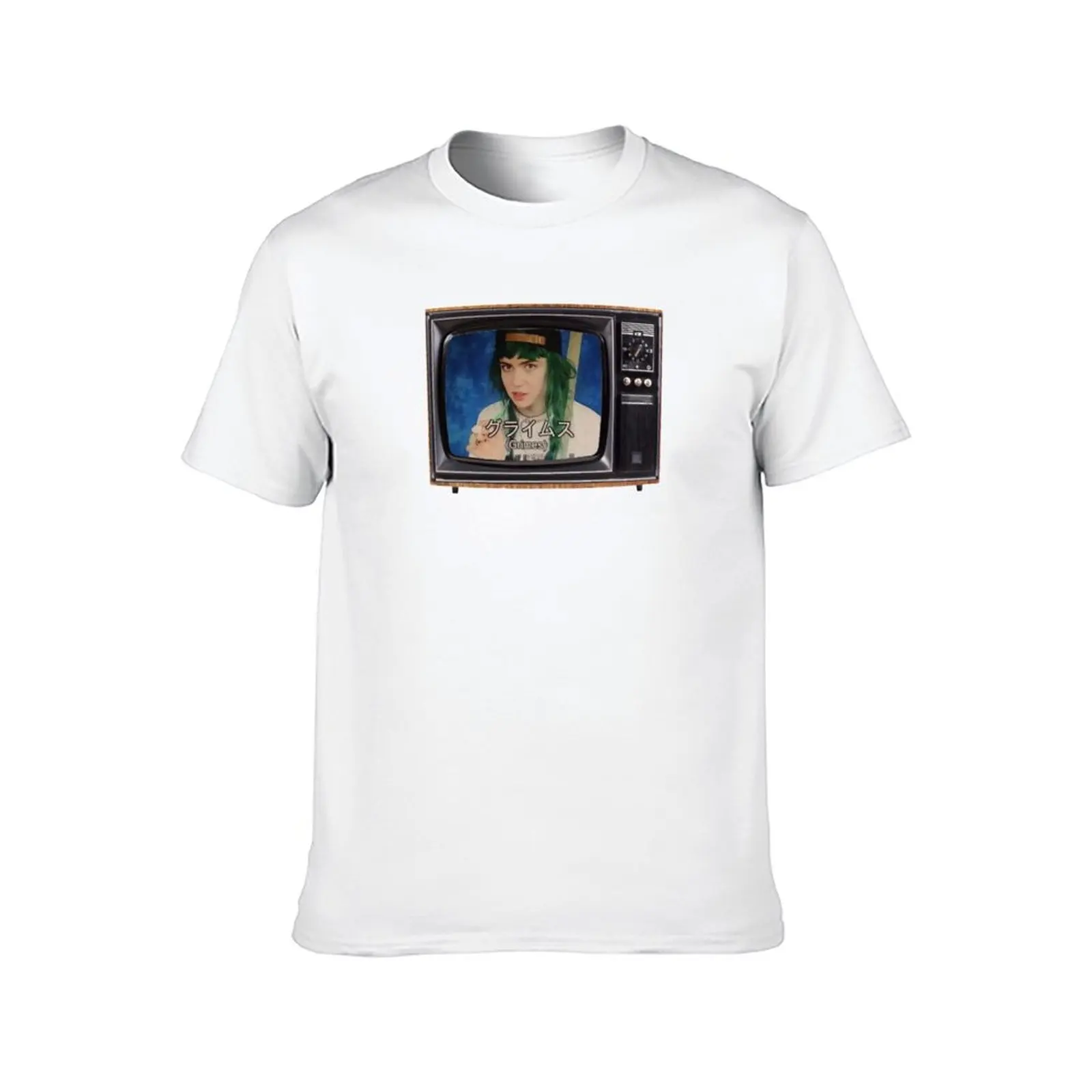 تي شيرت Grimes Japan Television تي شيرت مطبوع للرجال تي شيرت للرجال تي شيرت جرافيك عتيق #2