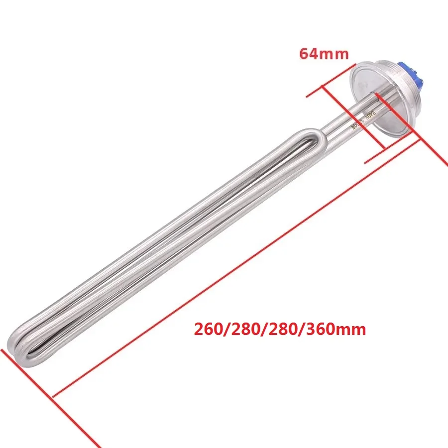 DERNORD 2 "عنصر تسخين قابل للطي ثلاثي المشبك 240 فولت سخان أنبوبي كهربائي 2.5KW/3.5KW/4.5KW/5.5KW SUS304