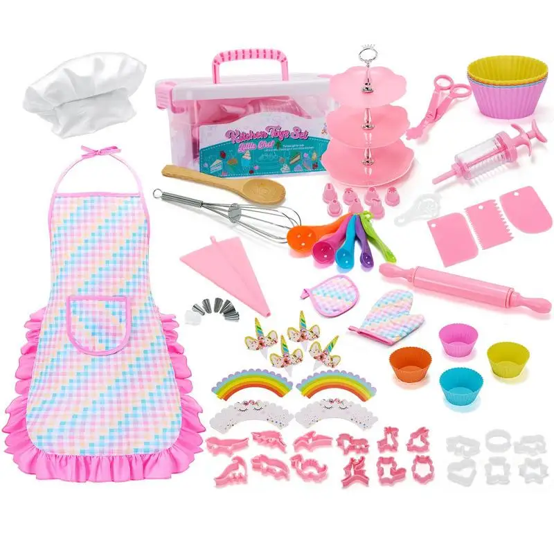 

Children's Baking Set Kids Cooking And Baking Toy Set With Storage Case 64Pcs Complete Cooking Supplies For The Junior Chef Kids