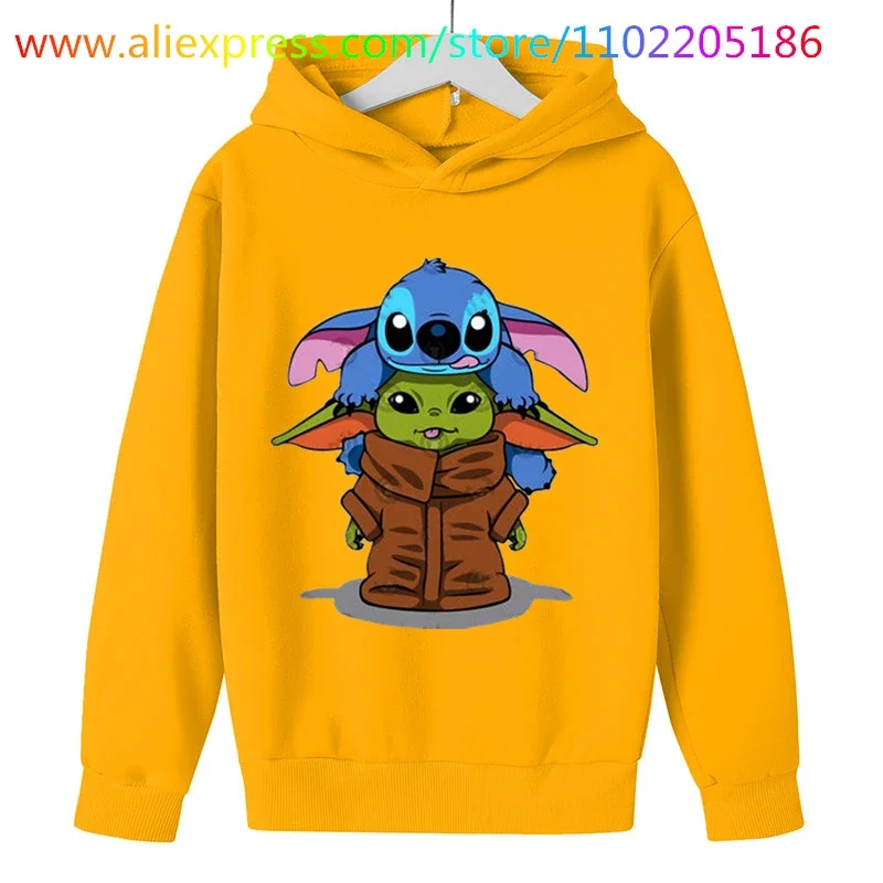 New Disney Baby Girls Boy Cartoon Yoda Hoodies Sweatshirt Clothes Kids Spring Hoodies  Coat Child Tops Clothing 3-14year