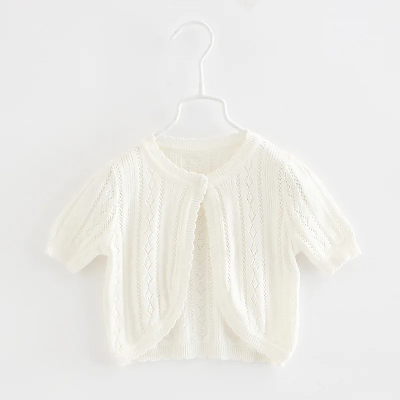 Girl's Cardigan Short-Sleeved Jacket Thin Summer Children Shawl Pink Coat 1 2 3 4 5 6 7 8 Years Old  Kids Clothes RKC194005 image 4