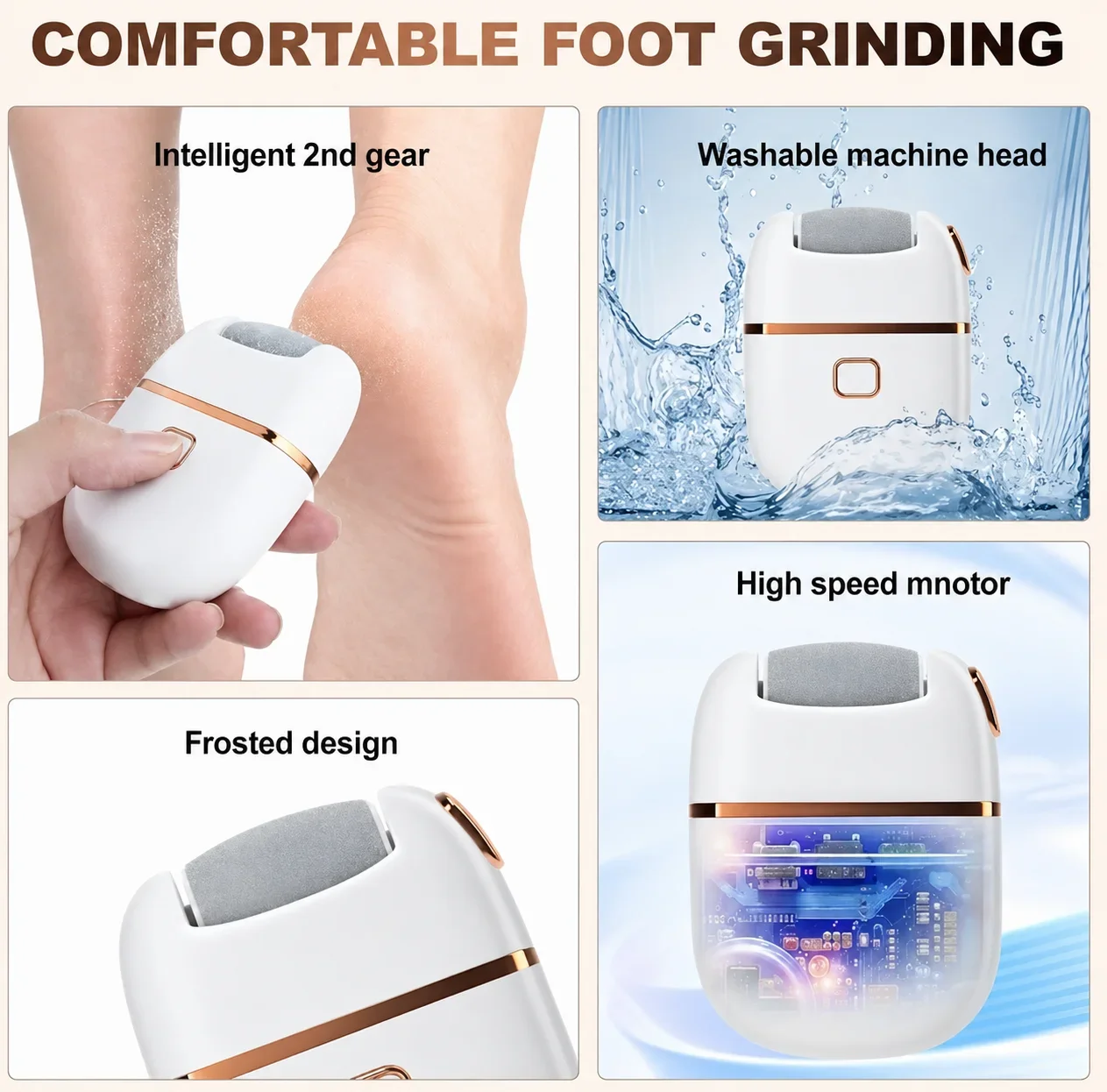 Rechargeable Electric Foot Grinder Dead Skin Remover Calluses Feet Scrubber Electric Foot File Dry Dead Cracked Foot Care Repair