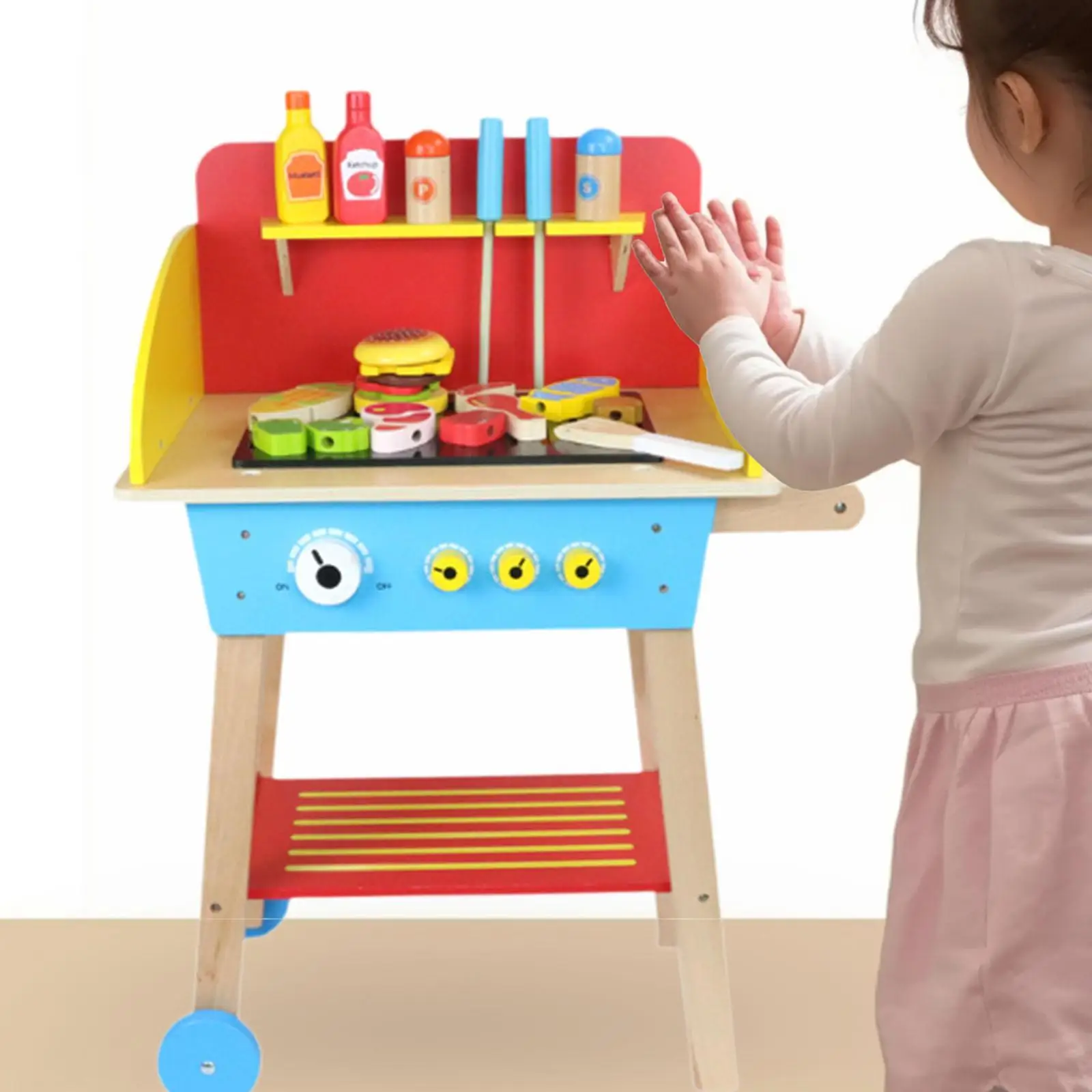 Ensemble de jouets de gril de BBQ pour des enfants, cadeau d'anniversaire, jouet de jeu de pli, simulation avec la nourriture de jeu, outils réalistes de cuisine pour des enfants