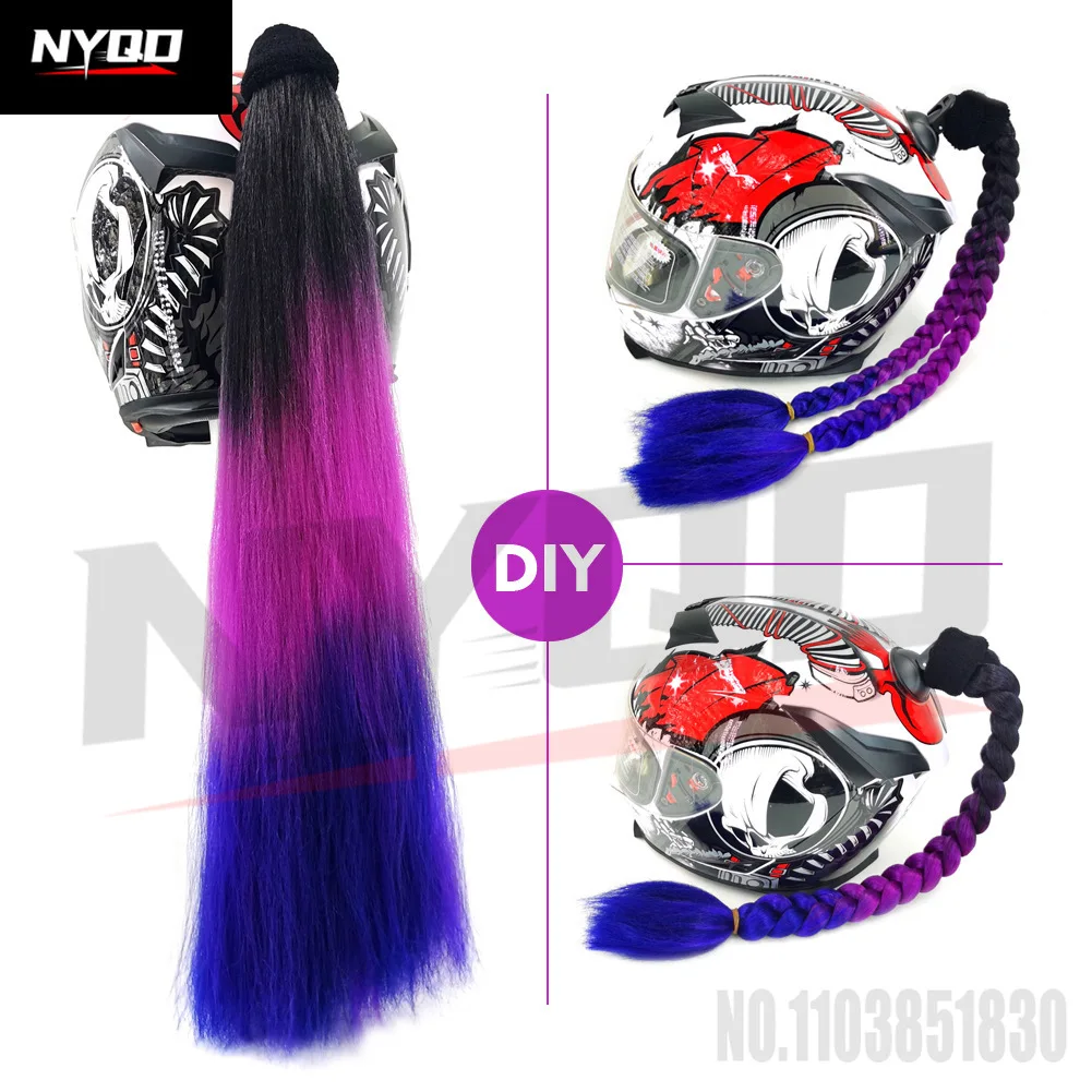 

2024 New Motorcycle Helmet Braids Woman Braids Wig For Motorbike Helmets 23 Colors Twist Dual Pigtail Ponytail With Sucker Bow