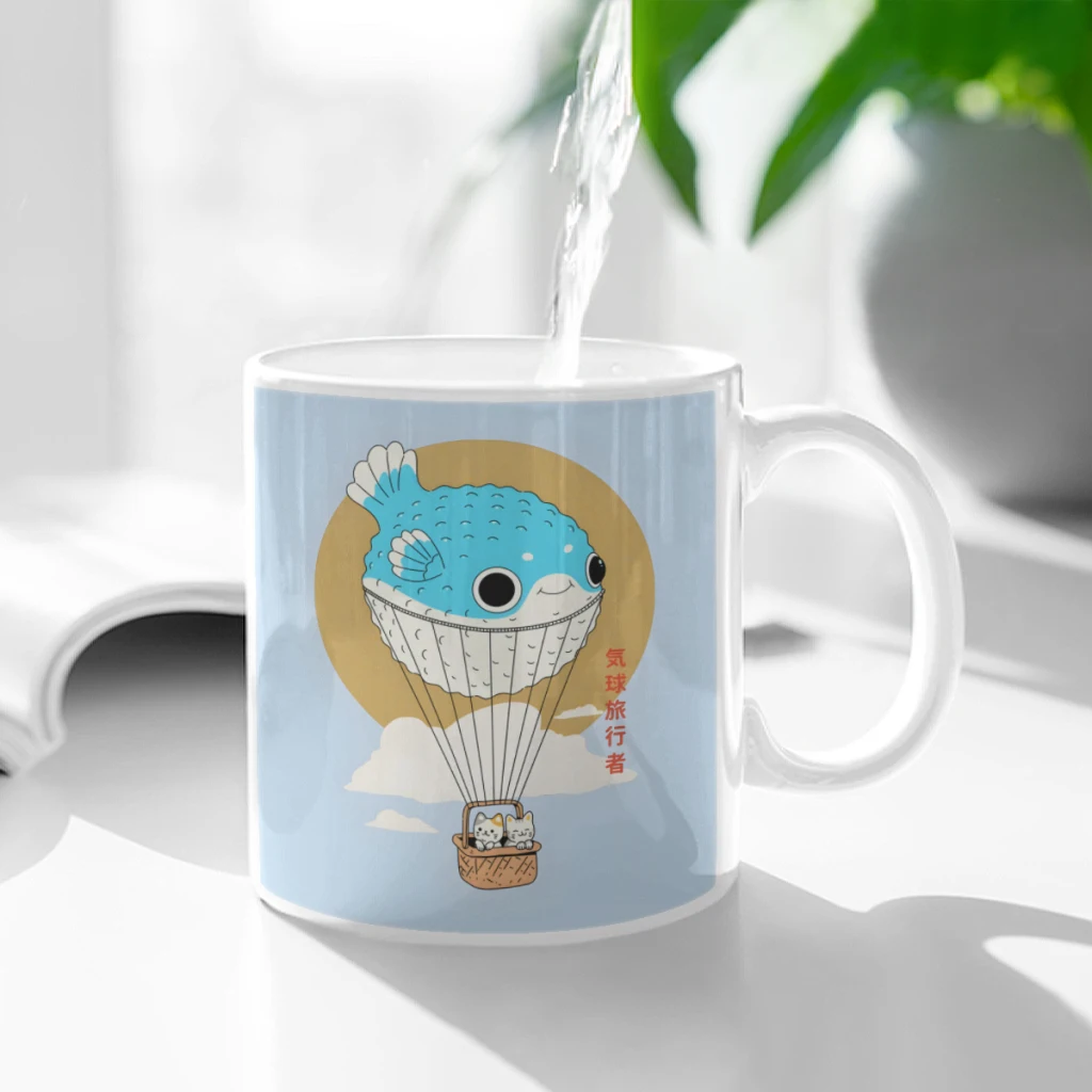 

Balloon Journey Adventure of Two Cats Ceramic Cup Coffee Oatmeal Breakfast Cup Creative Personality Mug