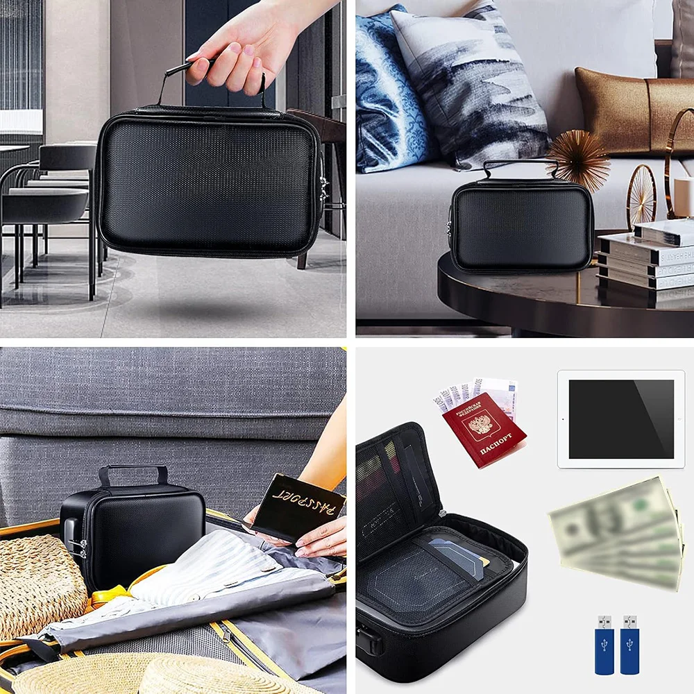 Small Fireproof Handbag -Fireproof and waterproof organizer for passport , small items, portable travel storage bag