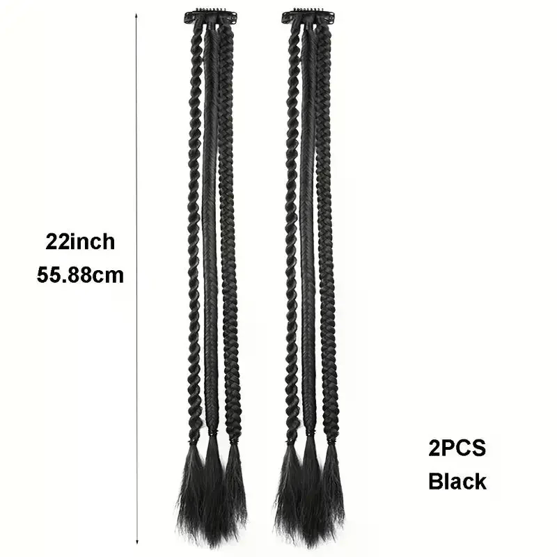 1Pairs Synthetic Wig Braids With Clip Boxing Braid Dreadlocks Clip In Hair Extension Dirty Braids Boxer Braid Hair Pieces view 4