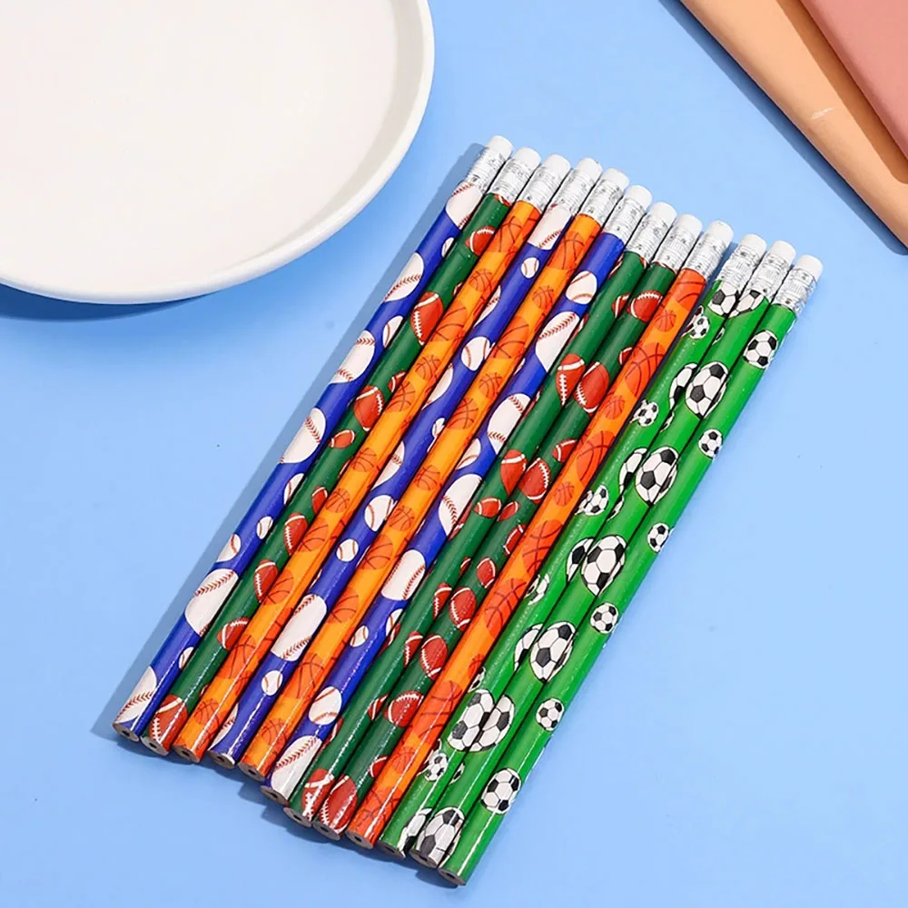 30/50/100 Hb Writing Pencils with Erasers, Mixed Designs of Football, Basketball, and Rugby, Suitable for Students Who Like Sports, Durable and Not Easy to Break, Provide Smooth Writing, Used for Drawing, Sketching, Stationery, Office and School Supplies