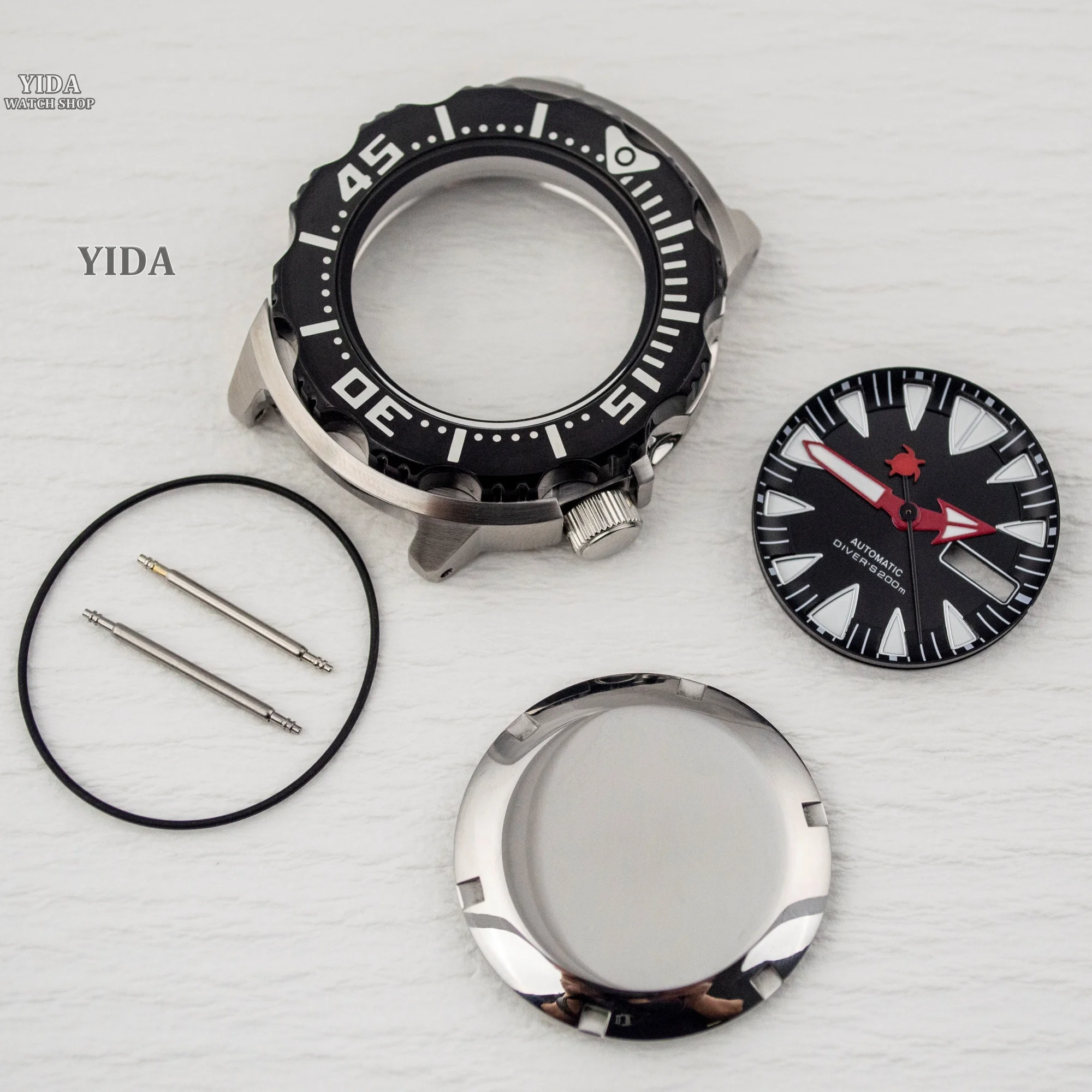 NH36 Case Stainless Steel 20ATM Waterproof Watchcase 28.5mm Dial Green Luminous Hands for Monster Case NH36A/4R Movement Replace