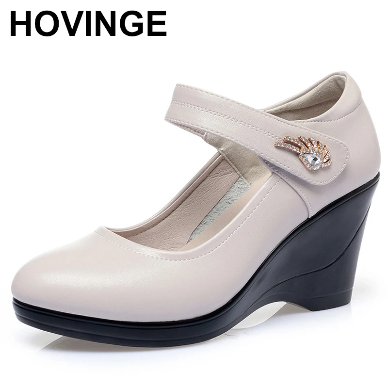 

Женские туфли на танкетке, дышащие мягкие удобные туфли на платформе, высокий каблук, для мам среднего возраста, весна