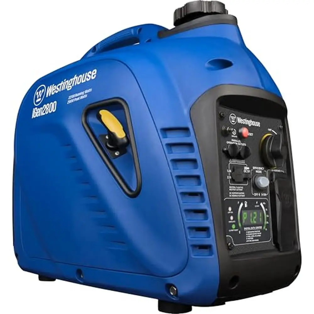 2800W Portable Inverter Generator Gas Powered Quiet & Lightweight Emergency Home Backup 12H Run Time LED Display Parallel