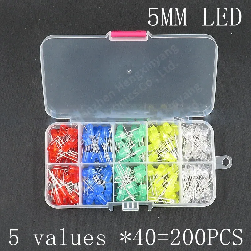 100PCS 3MM 5MM LED F3 F5 round super bright red, green, yellow, blue and white LED 20 each