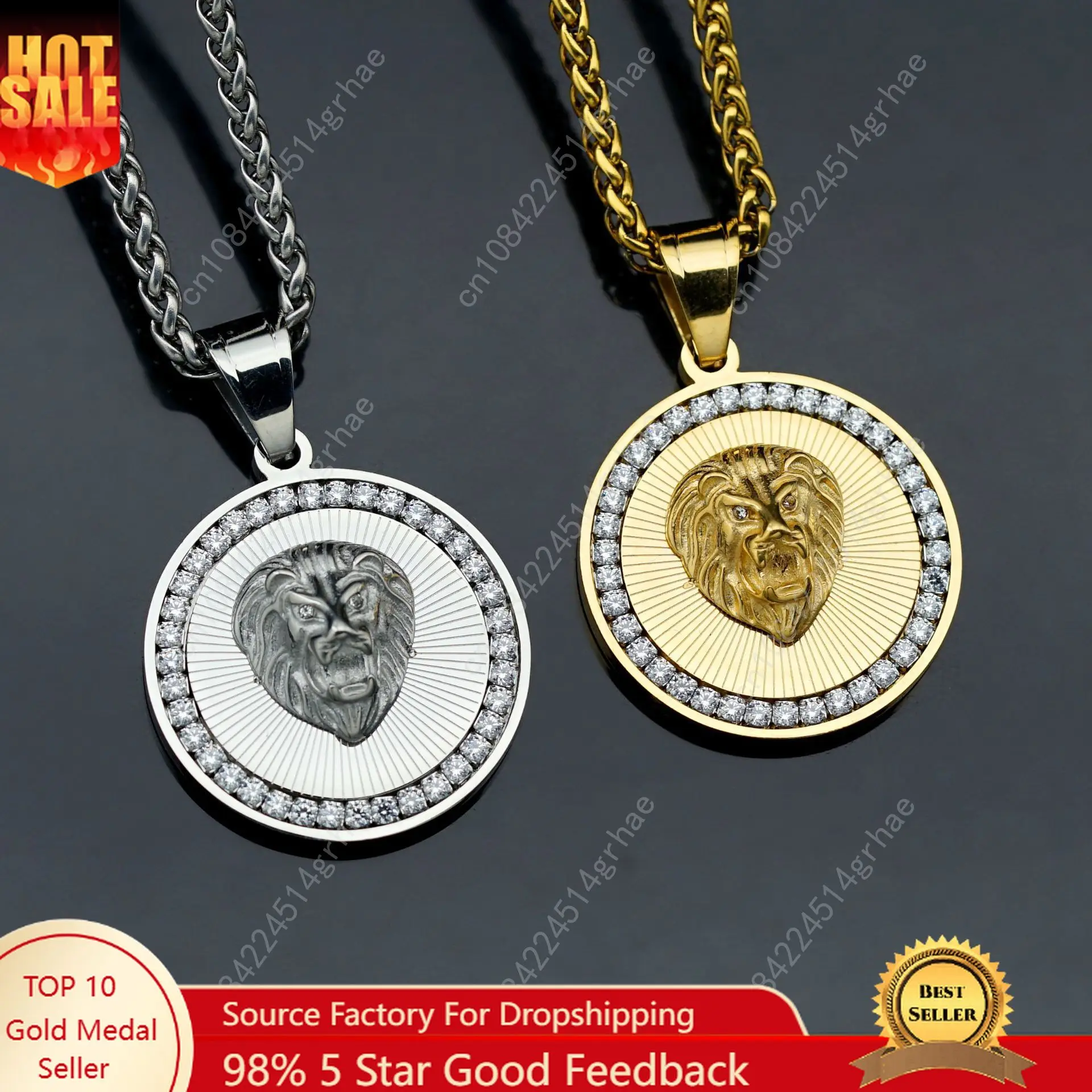 

Glamour Luxury Lion Head Pendant for Women men with zircon stainless steel Necklace Banquet Jewelry Gift