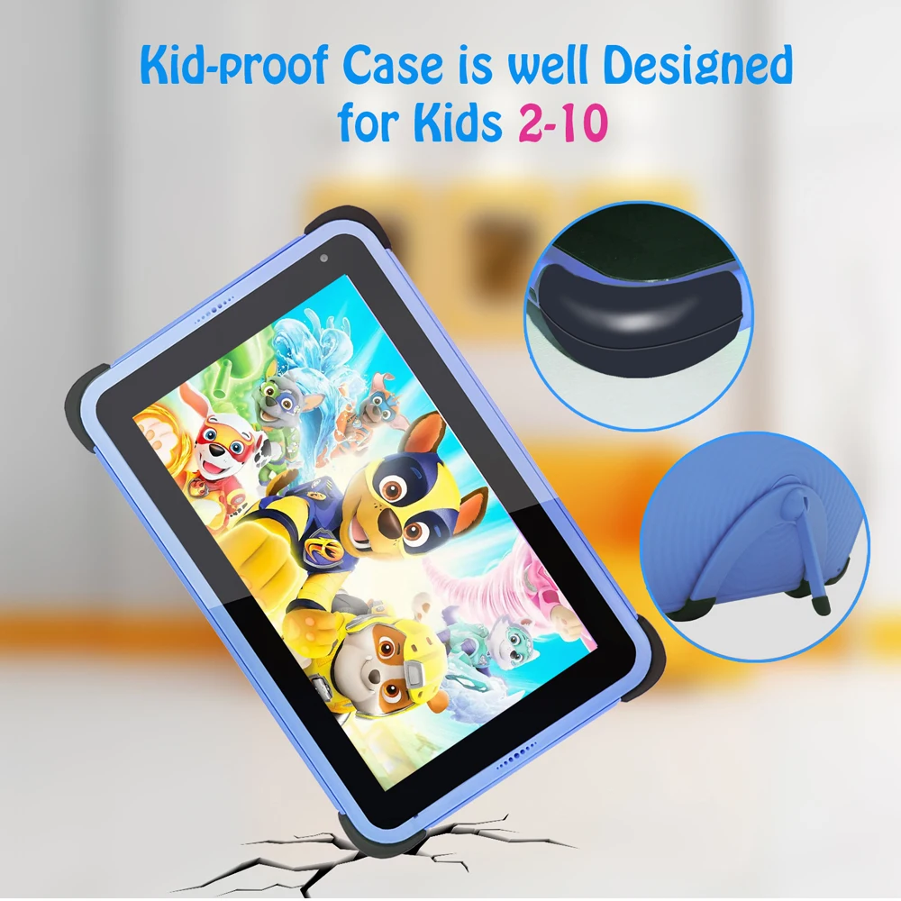 Blue 7 Inch HD IPS Kids Tablets Android 11 WIFI Quad Core 2GB 32GB 3000mAh G-sensor Learning Tablets for Children with D+ 2024