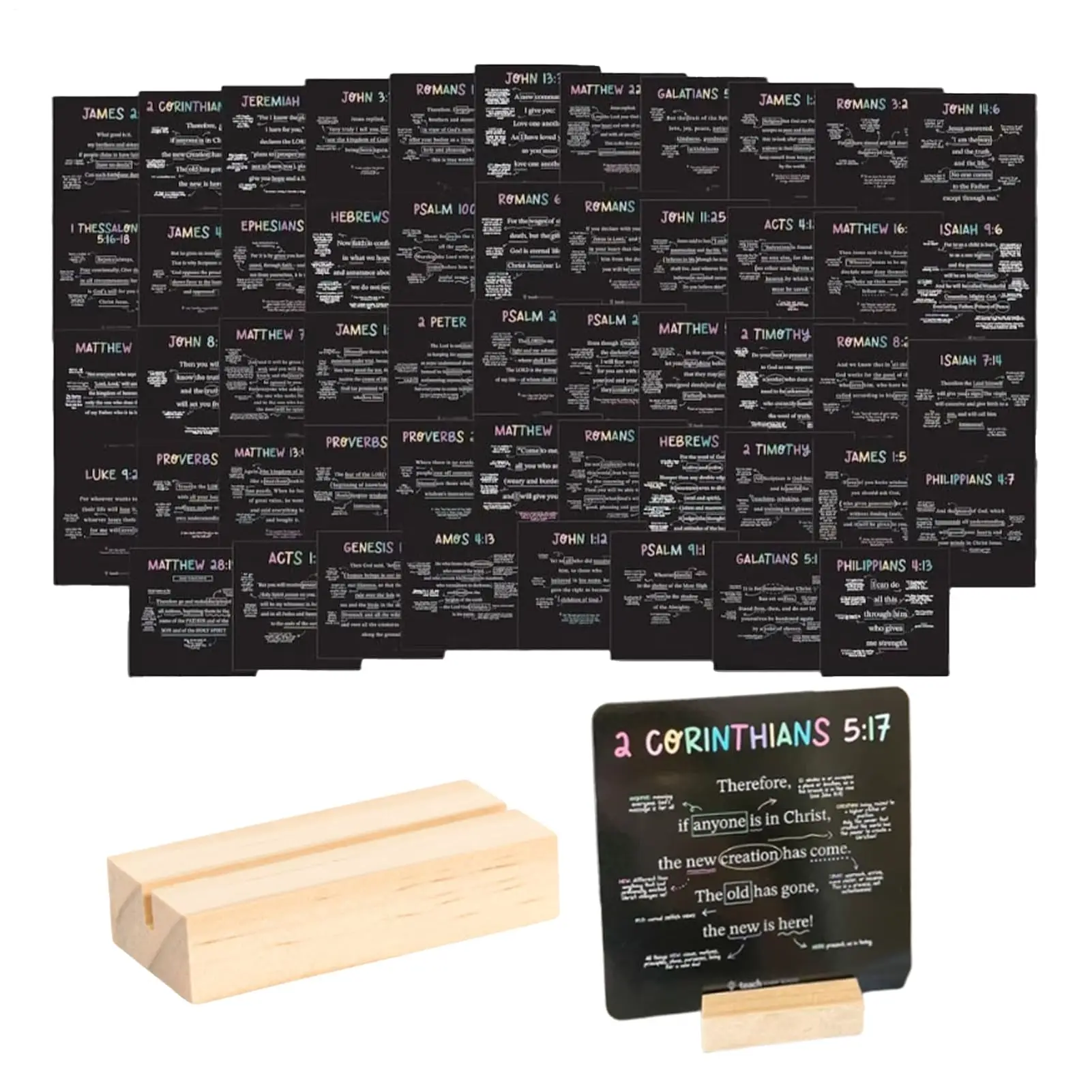 52Pcs 성경 카드 기도 카드 장식 영감 카드 동기 부여 성경 긍정 카드 성경 연구 용품