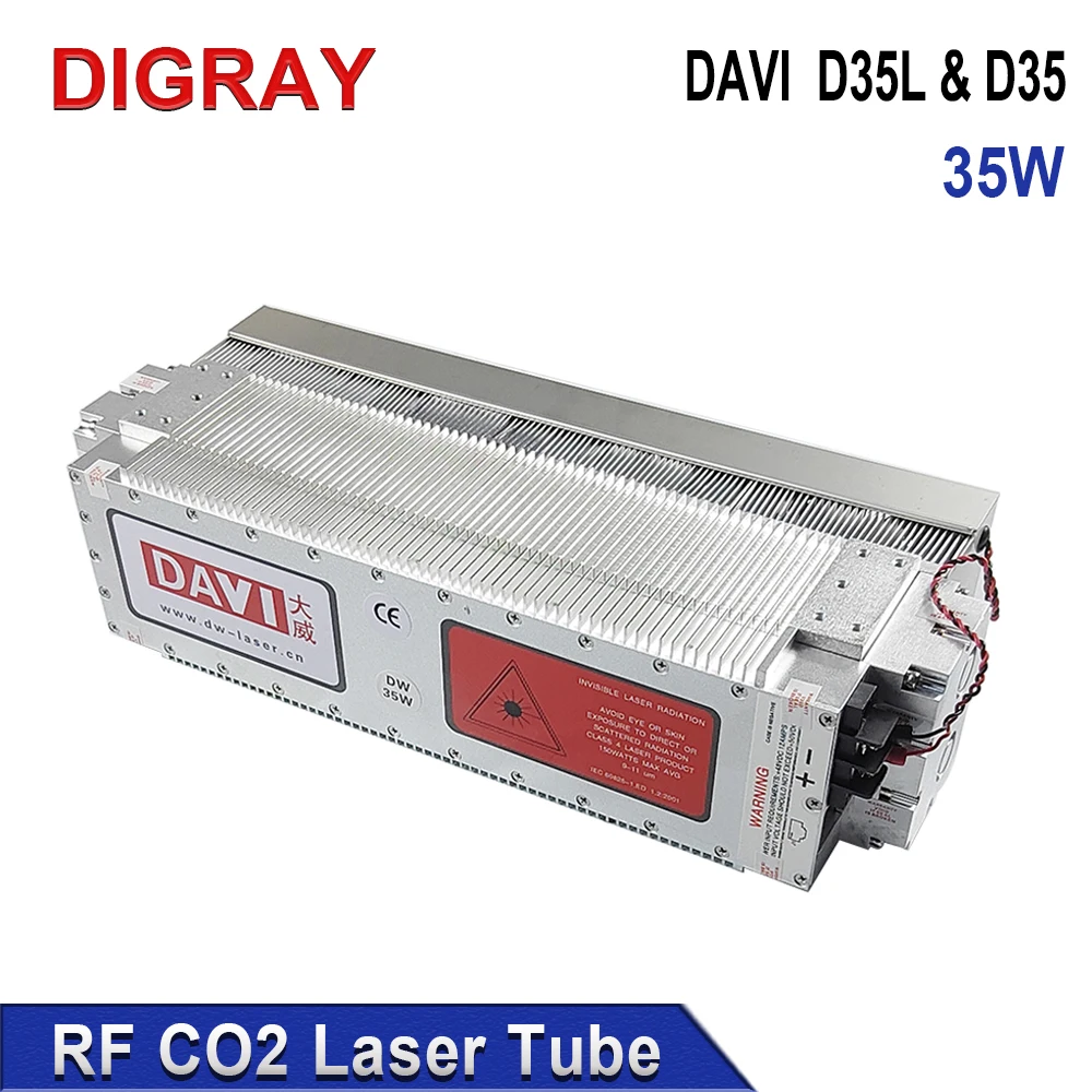 DIGRAY DAVI 35W Co2 RF moduł lasera D35 D35L 10.6um źródło lasera Co2 metalowa rura laserowa do maszyny do grawerowania i znakowania