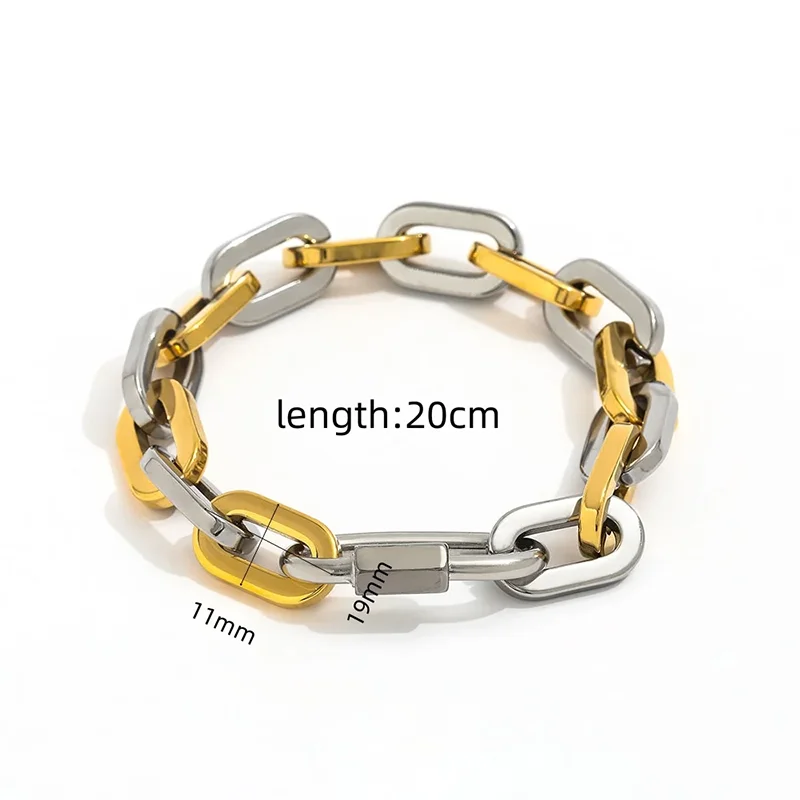 Two Tone Climbing Hook Bracelets stainless steel bracelets for women chunky statement stainless steel jewelry new in 2024