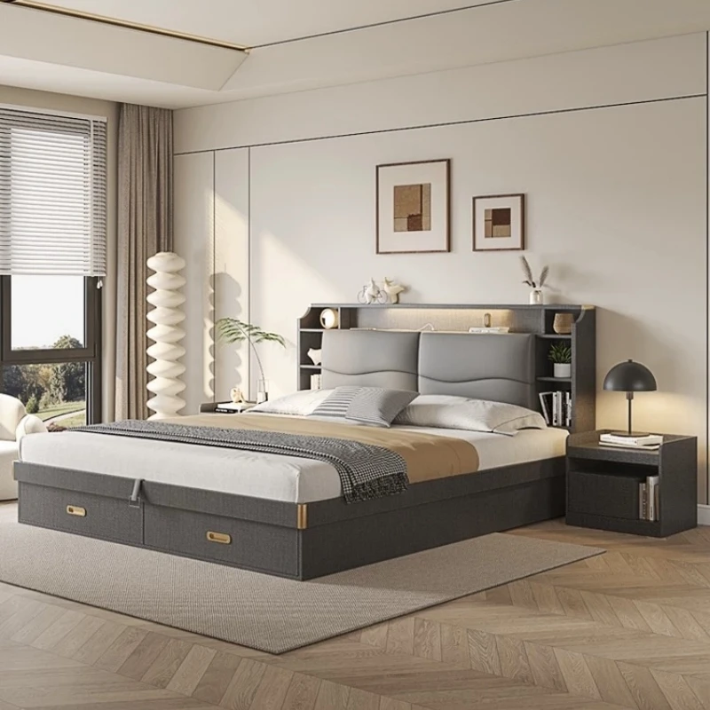 ⅹ-Bedroom Furniture Luxury Wooden Bed Frame Wooden Beds with Storage Drawer&