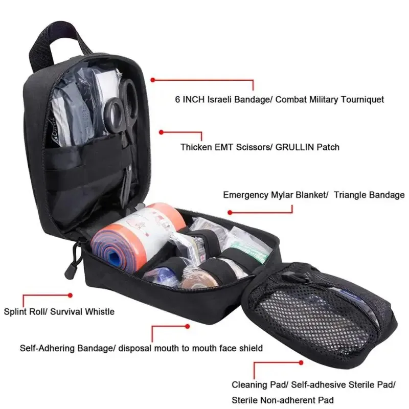 Imagem -04 - Kit de Primeiros Socorros ao ar Livre Survival Gear Molle Bolsa Emergência Médica Ifak Airway Tactical Tourniquet Sangramento Israel Bandage