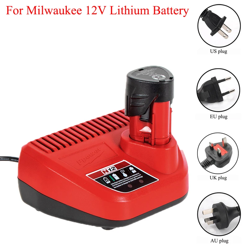

Portable Lithium Battery Charger Power Tool Battery Charger Rechargeable Battery Charger for Milwaukee M12/N12 Lithium Batteries