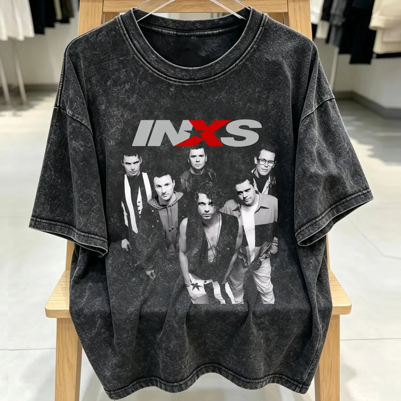 washed T Shirt INXS Band HOT gift for mom art new year long or short sleeves vintage Washed Stretched Comfortable graphic