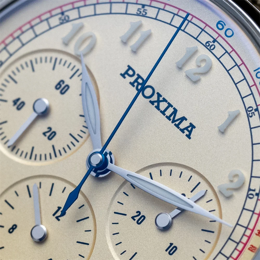 Proxima PX1725 39mm Men Chronograph Watch Pilot Manual Wind Mechanical Wristwatch 50m Waterproof Sapphire BGW-9 Luminous