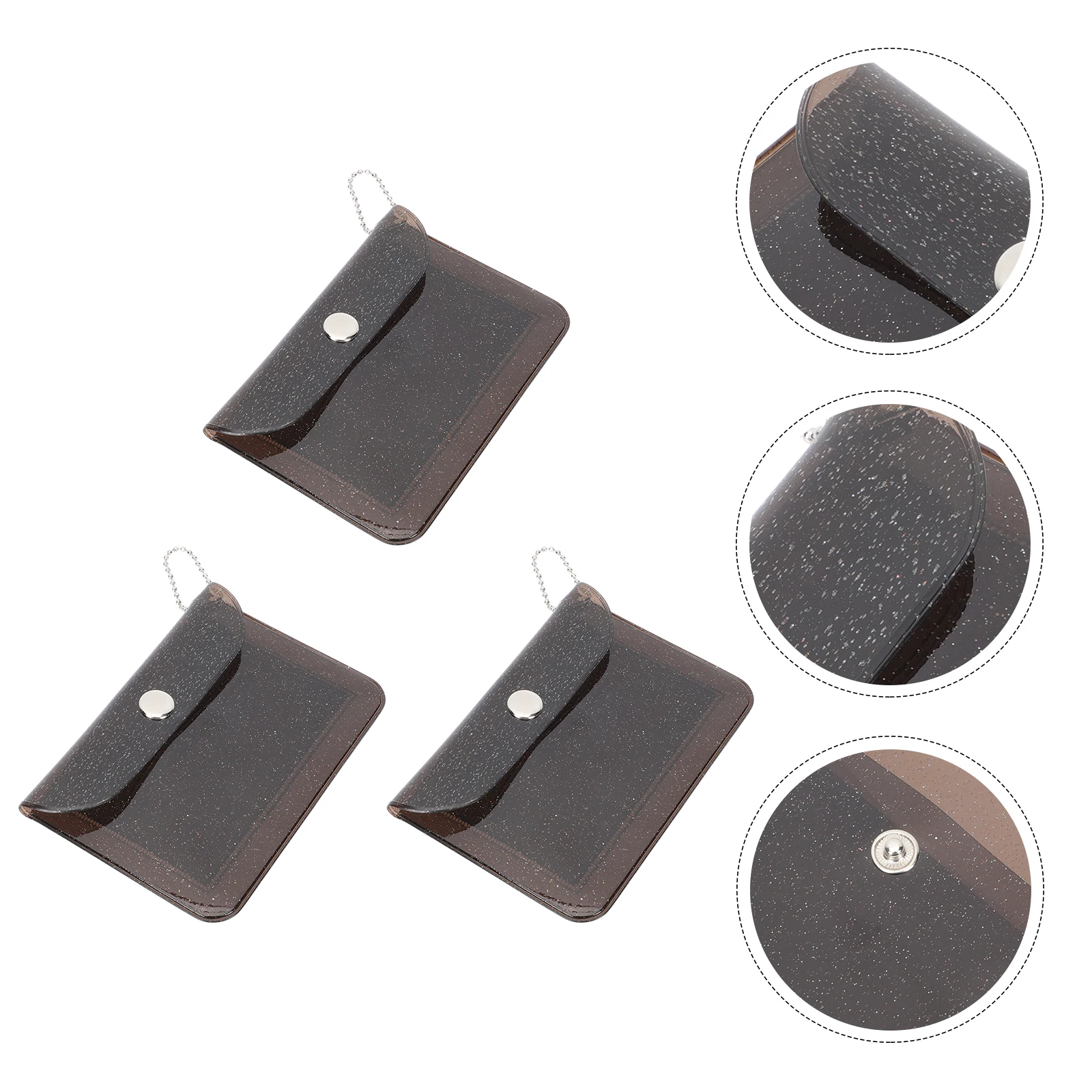 

3pcs PVC Transparent Wallet Mini Clear Card Storage Bag Small Wallet Black Coin Purse Compact Design Credit Cards Holder ID