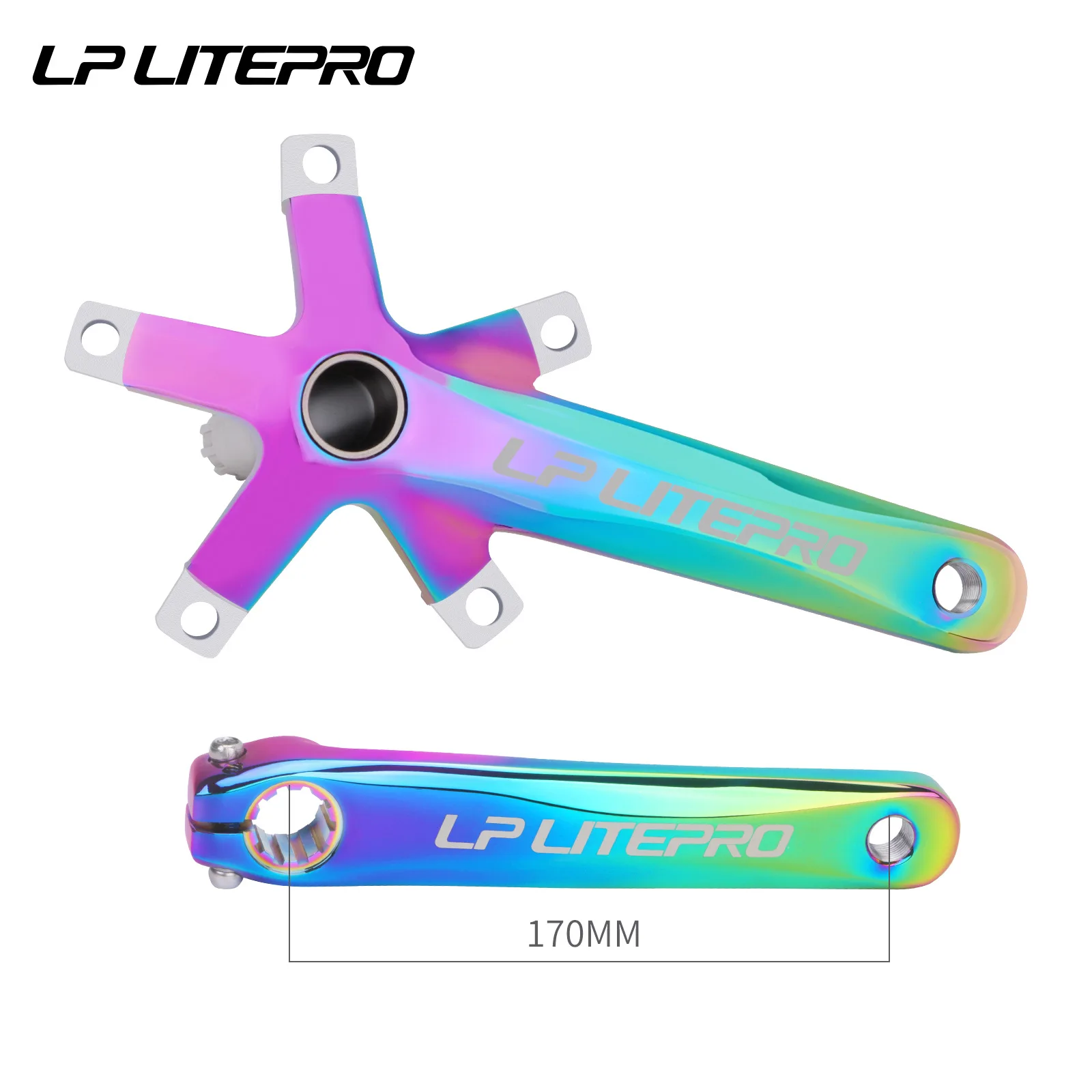 Lp litepro-Folding Bicycle Hollow Tooth Disc, Dazzle Color Crank, Central Shaft, Optical Disc, 45, 47, 53, 56, 58 T