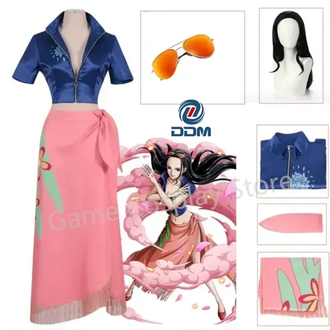 Disfraz de Nico Robin, disfraz de Anime, gafas, peluca, traje, disfraces para niña, traje de fiesta de Carnaval y Halloween