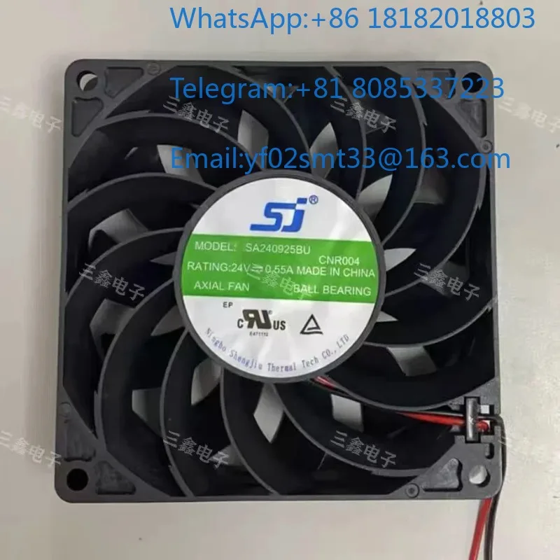 2pcs   SJ Axial Cooling Fan SA240925BU 90x90x25mm DC24V 0.55A 2 Wire High Airflow Industrial Inverter Drive Heat Dissipation