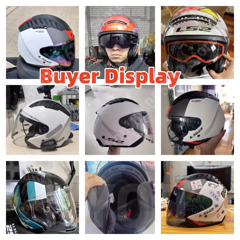 LS2 OF600 Motorcycle Helmet Dual Lens 3/4 Helmet Winter Anti Fog and Windproof Crash Helmet Motorcycle Four Season Universal