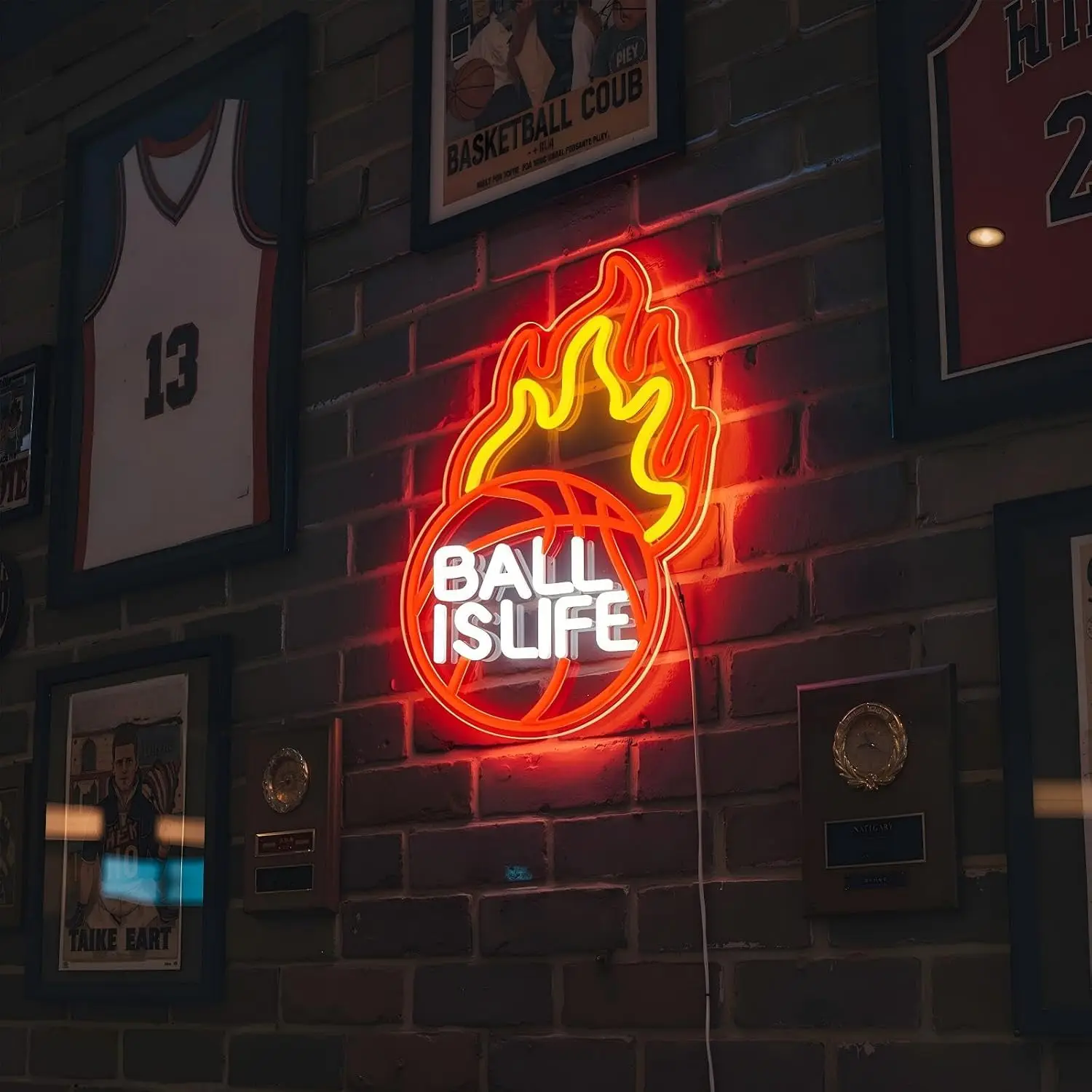 Basketball Neon Sign USB LED Neon Light Wall Lamp For Sports Man Cave Garage Bar Teen Bedroom Basketball Fans Wall Decor Gift